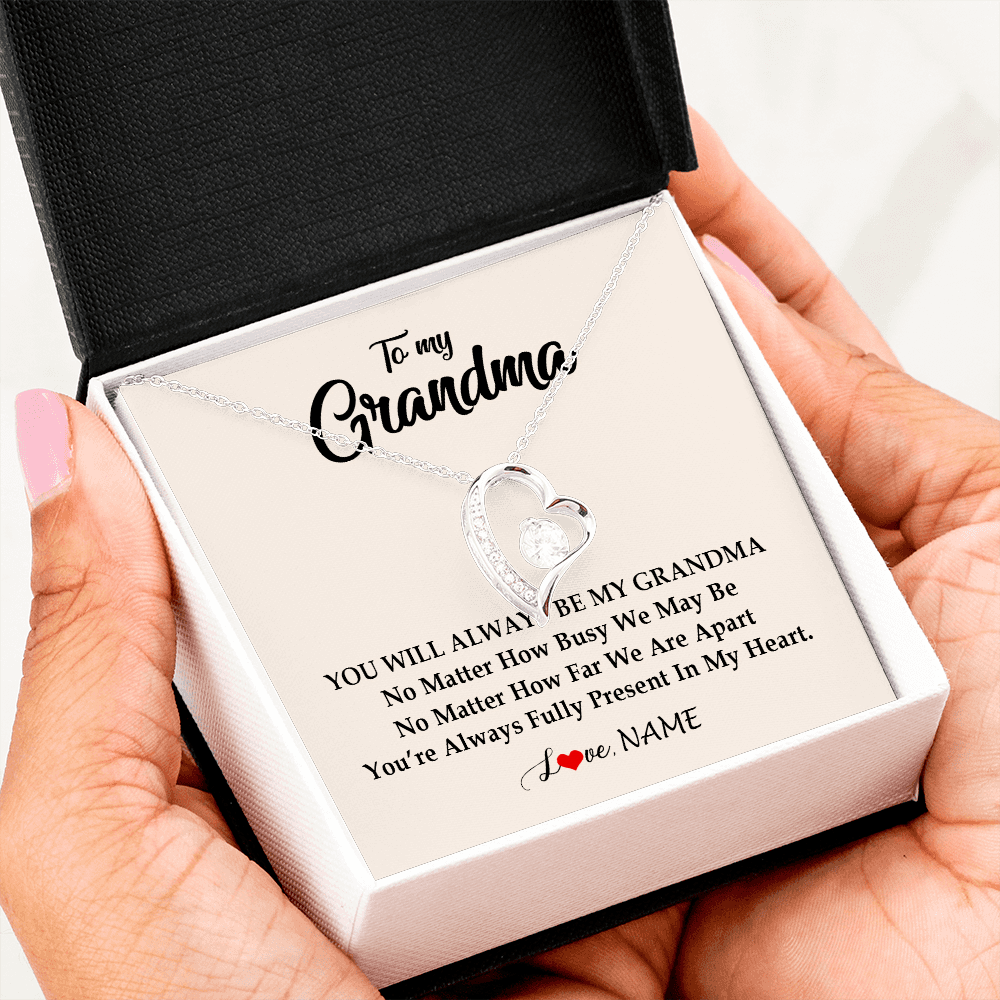 Personalized Grandma Necklace From Grandkids Granddaughter Grandson You're Always In My Heart Grandma Birthday Mothers Day Customized Gift Box Message Card