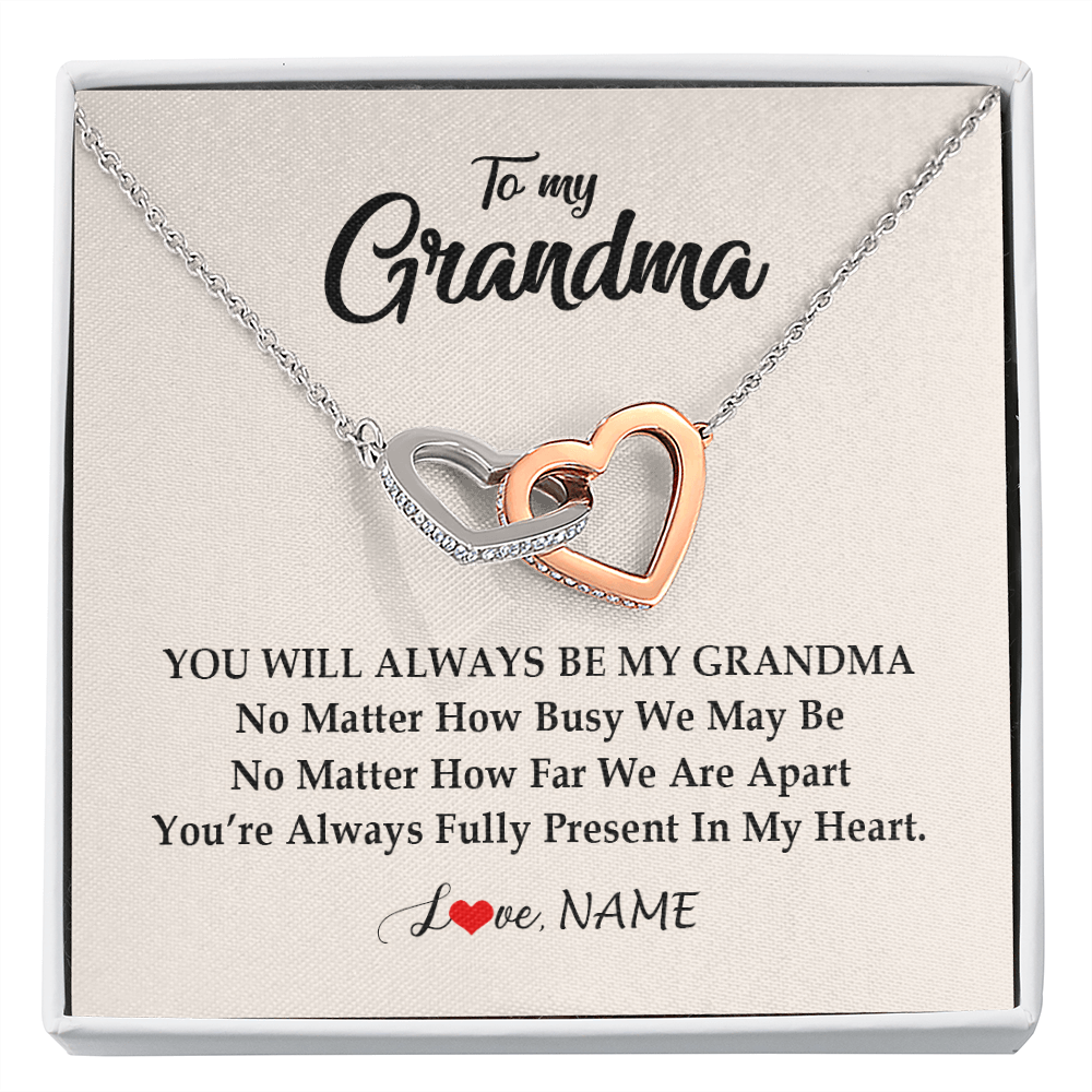 Personalized Grandma Necklace From Grandkids Granddaughter Grandson You're Always In My Heart Grandma Birthday Mothers Day Customized Gift Box Message Card