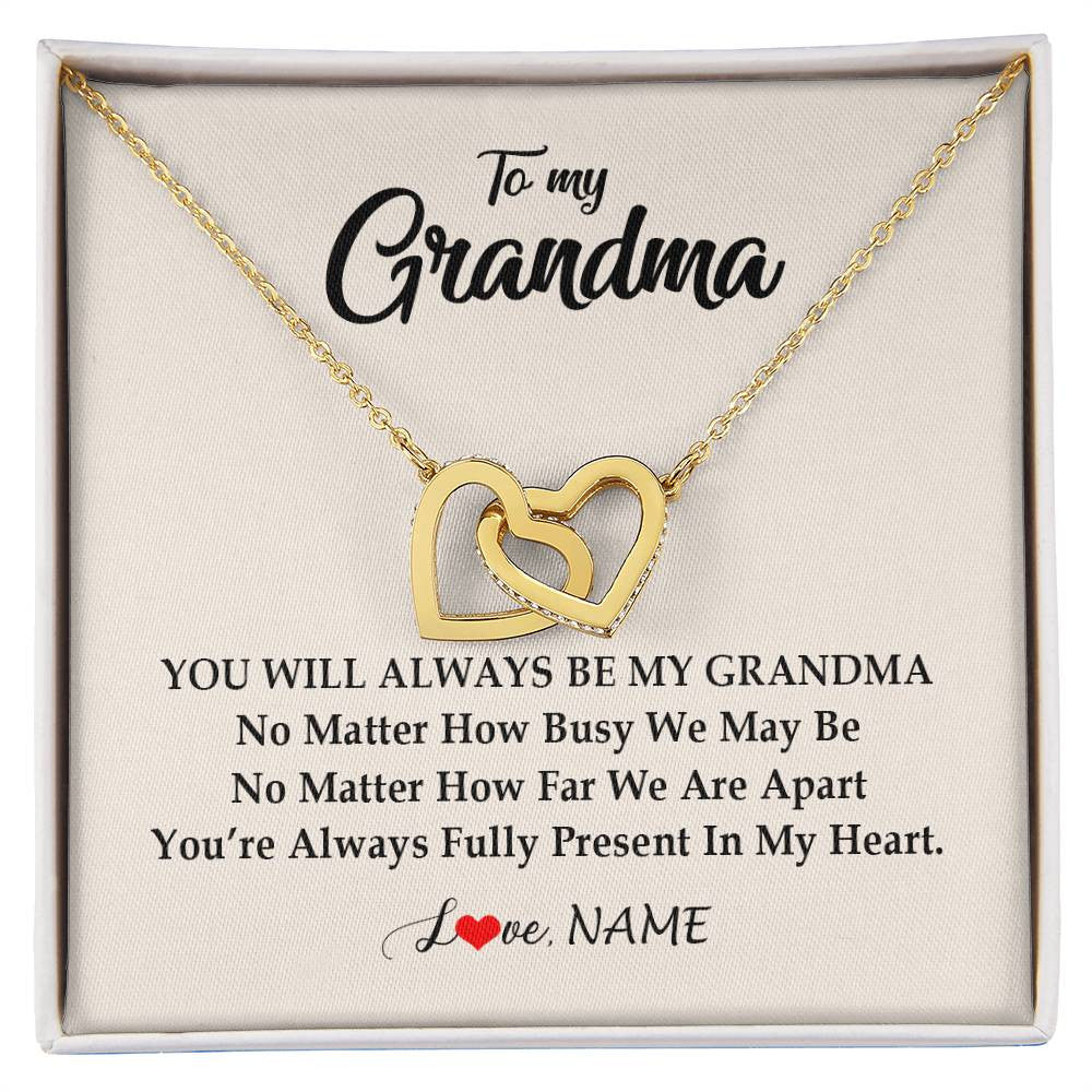 Personalized Grandma Necklace From Grandkids Granddaughter Grandson You're Always In My Heart Grandma Birthday Mothers Day Customized Gift Box Message Card