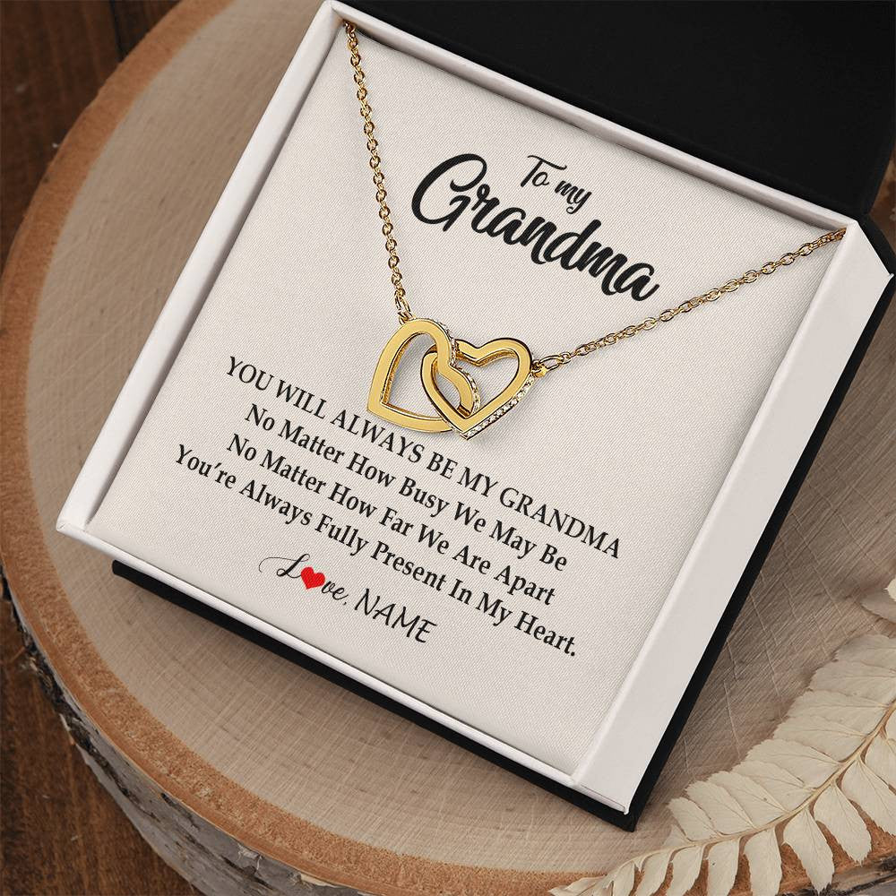 Personalized Grandma Necklace From Grandkids Granddaughter Grandson You're Always In My Heart Grandma Birthday Mothers Day Customized Gift Box Message Card