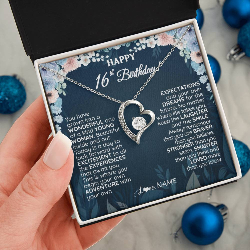 Personalized Happy 16th Birthday Gifts Necklace Sweet Fifteen 16th Year Old Women Birthday Gift Ideas For Her Daughter Niece Jewelry Gift Box Message Card