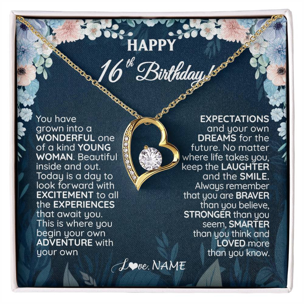 Personalized Happy 16th Birthday Gifts Necklace Sweet Fifteen 16th Year Old Women Birthday Gift Ideas For Her Daughter Niece Jewelry Gift Box Message Card