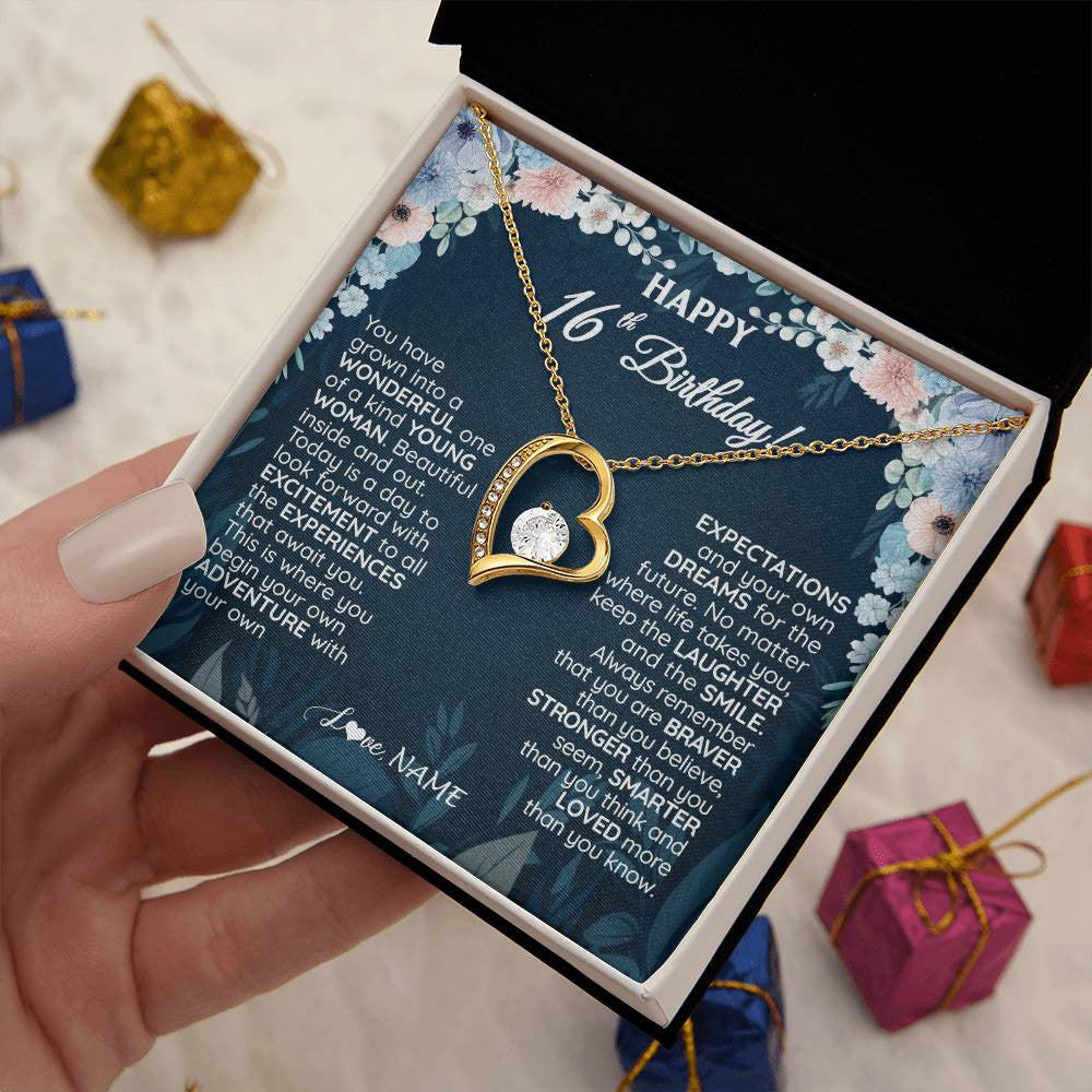 Personalized Happy 16th Birthday Gifts Necklace Sweet Fifteen 16th Year Old Women Birthday Gift Ideas For Her Daughter Niece Jewelry Gift Box Message Card