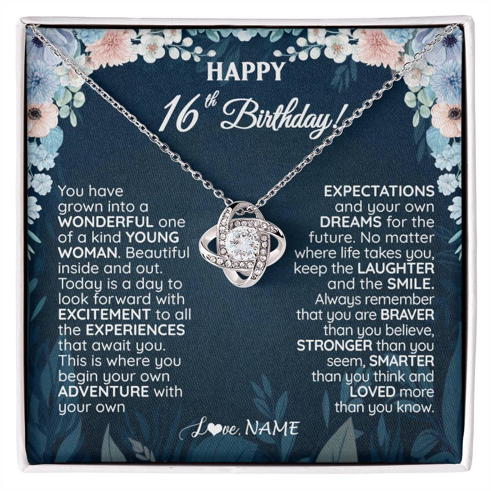 Personalized Happy 16th Birthday Gifts Necklace Sweet Fifteen 16th Year Old Women Birthday Gift Ideas For Her Daughter Niece Jewelry Gift Box Message Card
