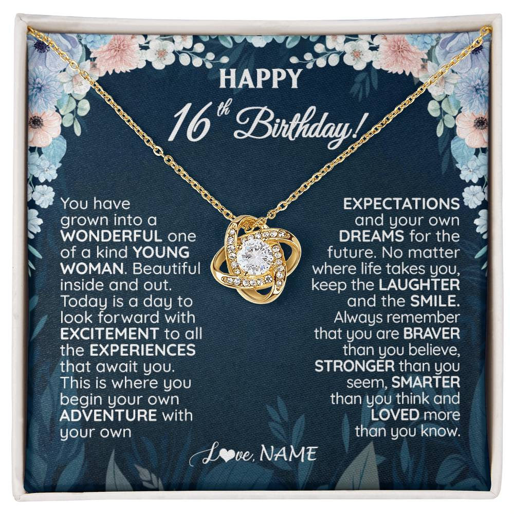Personalized Happy 16th Birthday Gifts Necklace Sweet Fifteen 16th Year Old Women Birthday Gift Ideas For Her Daughter Niece Jewelry Gift Box Message Card