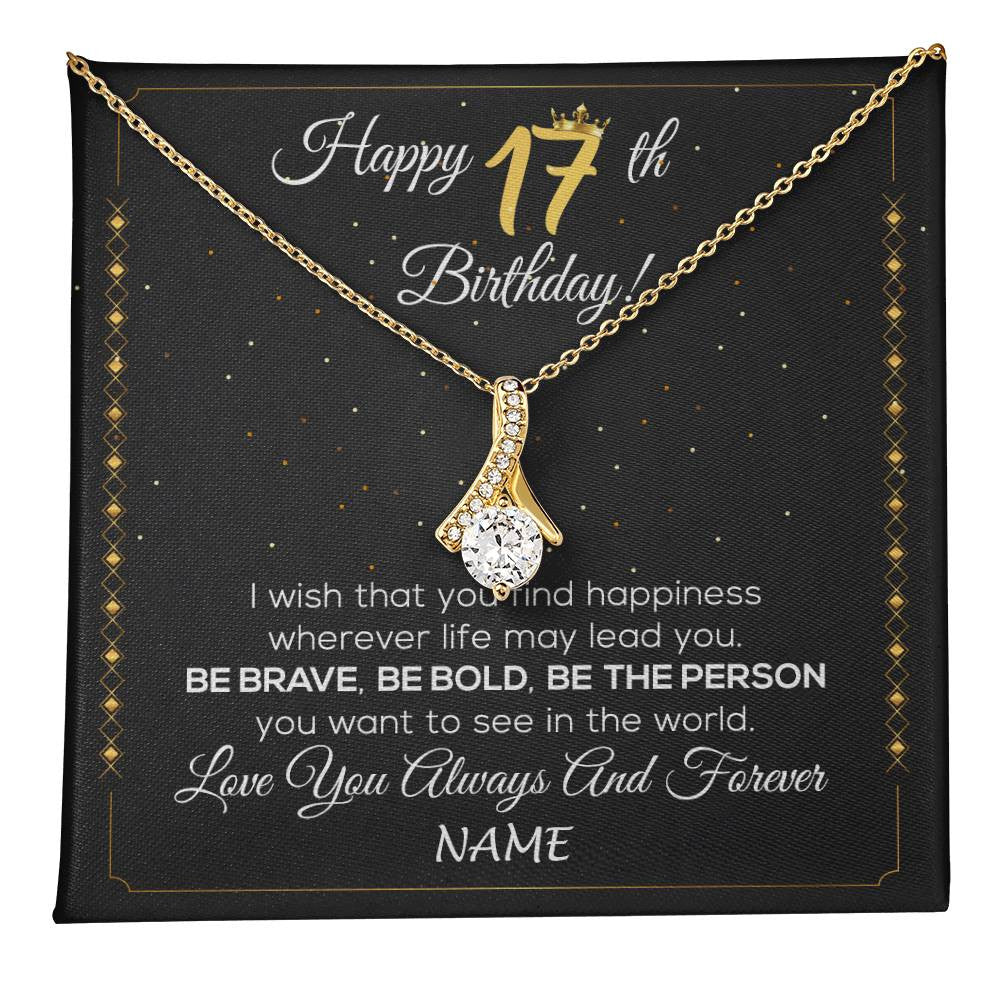 Personalized Happy 17Th Birthday Necklace For Her Women Daughter Niece Sister Goddaughter Granddaughter 17 Year Old Birthday Customized Gift Box Message Card