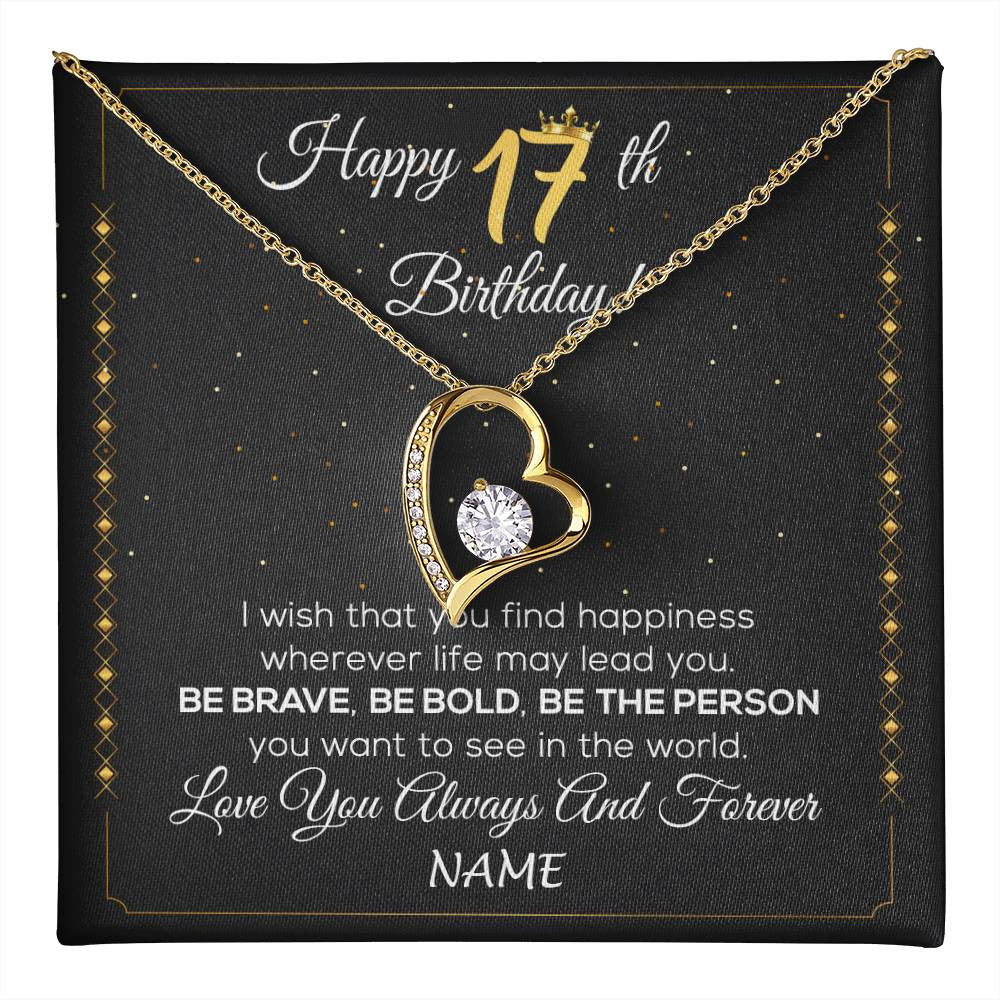 Personalized Happy 17Th Birthday Necklace For Her Women Daughter Niece Sister Goddaughter Granddaughter 17 Year Old Birthday Customized Gift Box Message Card