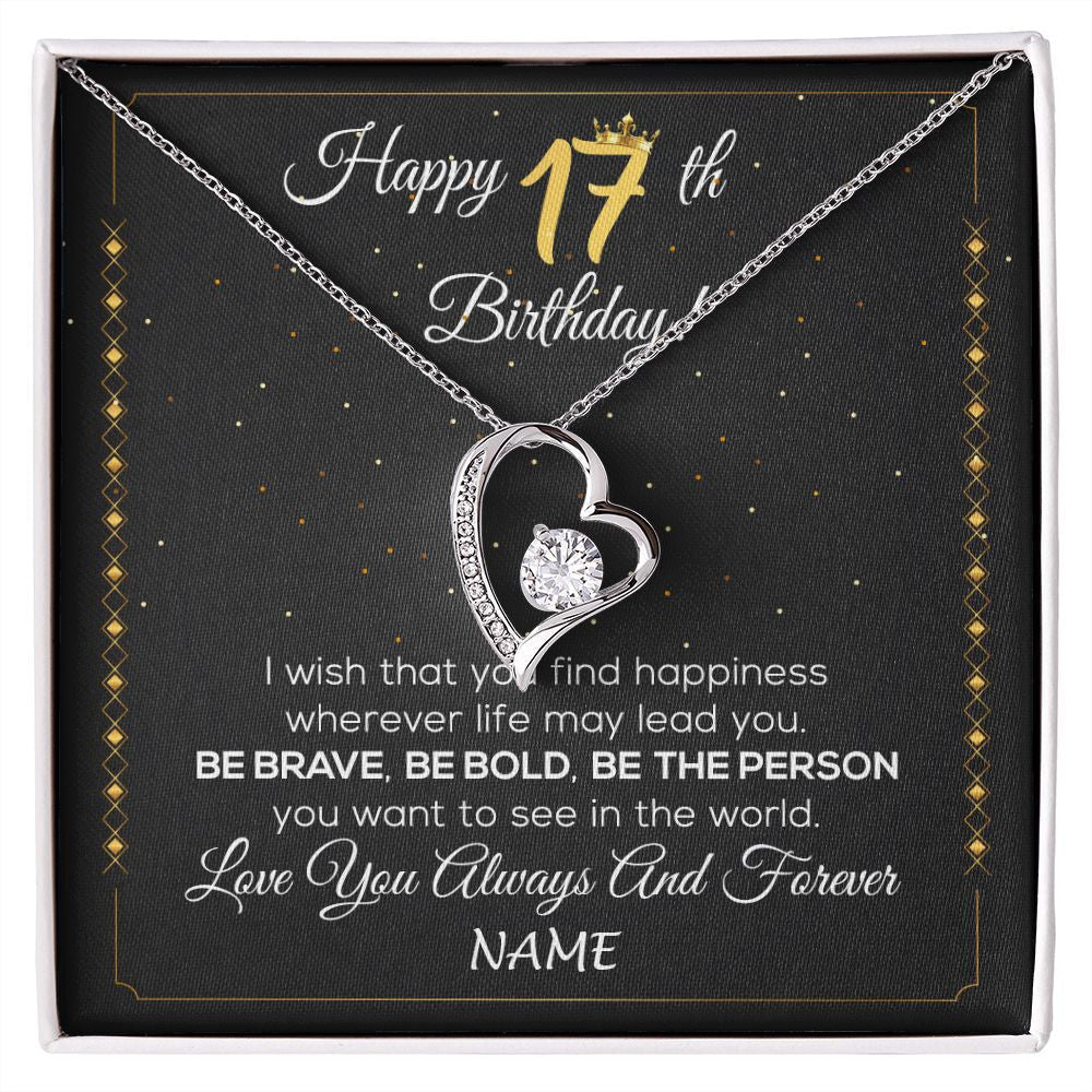 Personalized Happy 17Th Birthday Necklace For Her Women Daughter Niece Sister Goddaughter Granddaughter 17 Year Old Birthday Customized Gift Box Message Card
