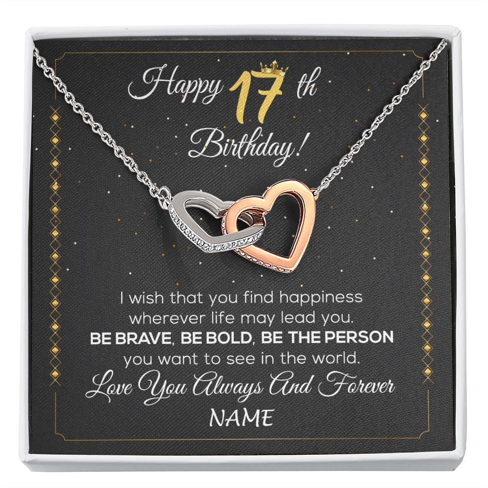 Personalized Happy 17Th Birthday Necklace For Her Women Daughter Niece Sister Goddaughter Granddaughter 17 Year Old Birthday Customized Gift Box Message Card