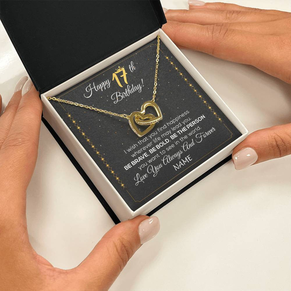 Personalized Happy 17Th Birthday Necklace For Her Women Daughter Niece Sister Goddaughter Granddaughter 17 Year Old Birthday Customized Gift Box Message Card
