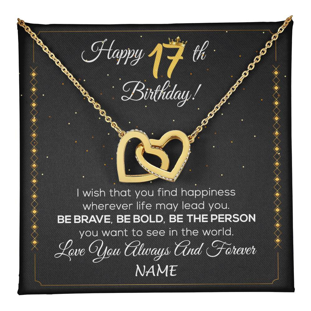 Personalized Happy 17Th Birthday Necklace For Her Women Daughter Niece Sister Goddaughter Granddaughter 17 Year Old Birthday Customized Gift Box Message Card