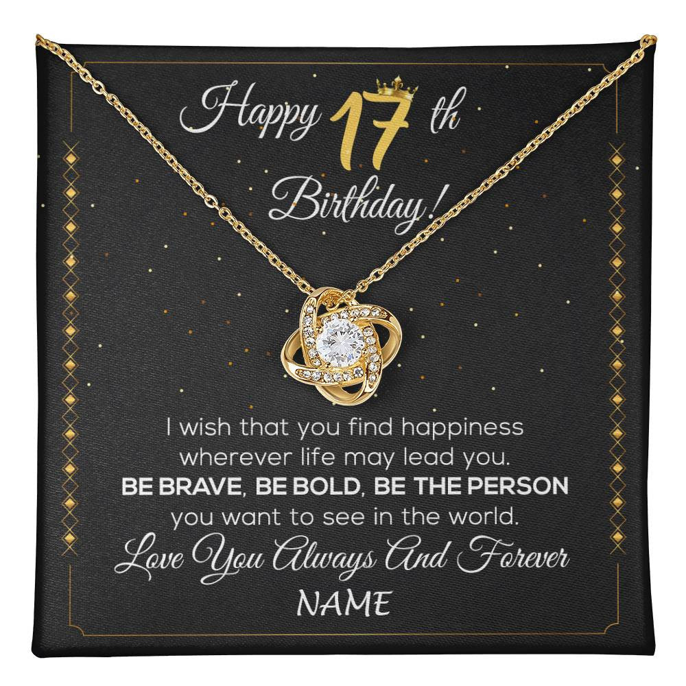 Personalized Happy 17Th Birthday Necklace For Her Women Daughter Niece Sister Goddaughter Granddaughter 17 Year Old Birthday Customized Gift Box Message Card