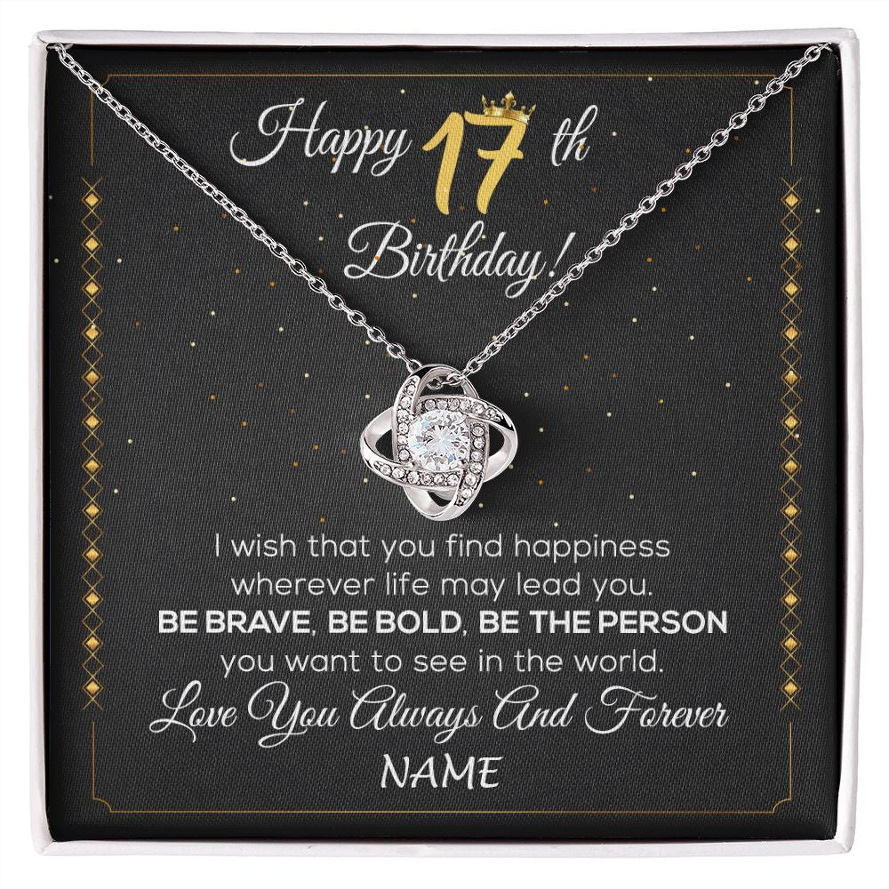 Personalized Happy 17Th Birthday Necklace For Her Women Daughter Niece Sister Goddaughter Granddaughter 17 Year Old Birthday Customized Gift Box Message Card