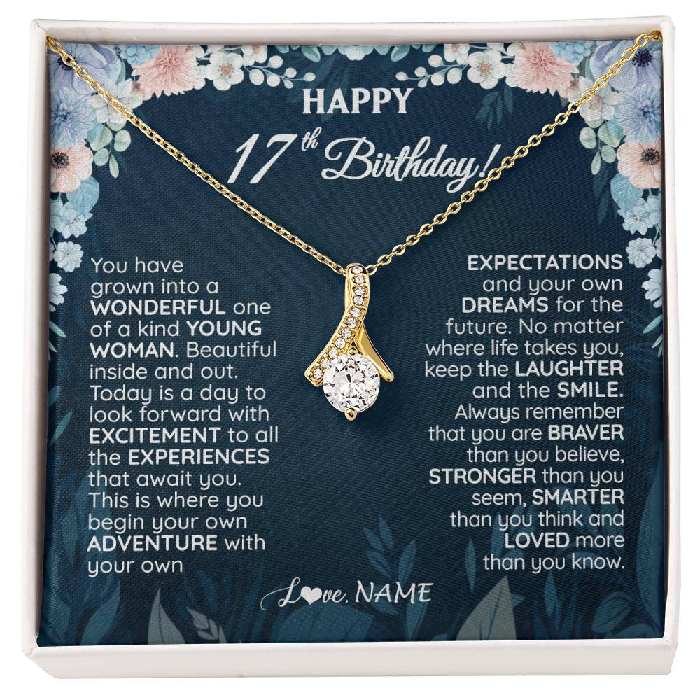 Personalized Happy 17th Birthday Gifts Necklace Sweet Fifteen 17th Year Old Women Birthday Gift Ideas For Her Daughter Niece Jewelry Gift Box Message Card