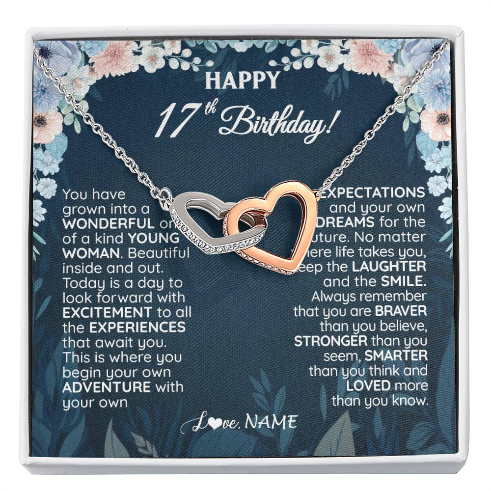Personalized Happy 17th Birthday Gifts Necklace Sweet Fifteen 17th Year Old Women Birthday Gift Ideas For Her Daughter Niece Jewelry Gift Box Message Card