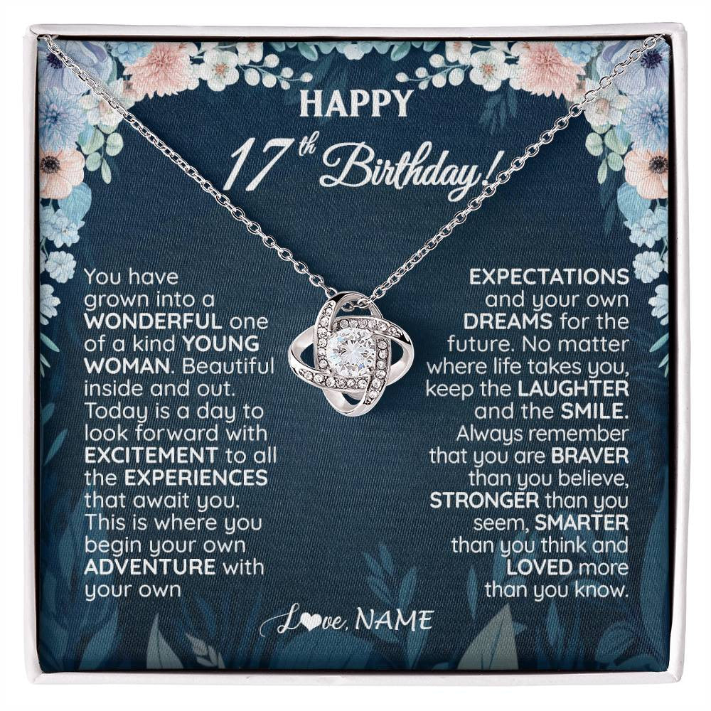 Personalized Happy 17th Birthday Gifts Necklace Sweet Fifteen 17th Year Old Women Birthday Gift Ideas For Her Daughter Niece Jewelry Gift Box Message Card
