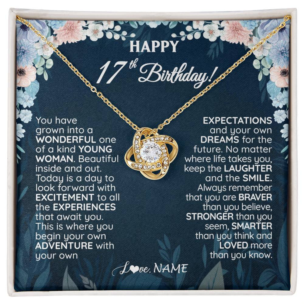 Personalized Happy 17th Birthday Gifts Necklace Sweet Fifteen 17th Year Old Women Birthday Gift Ideas For Her Daughter Niece Jewelry Gift Box Message Card