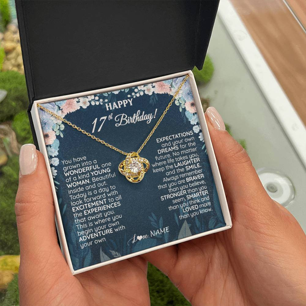 Personalized Happy 17th Birthday Gifts Necklace Sweet Fifteen 17th Year Old Women Birthday Gift Ideas For Her Daughter Niece Jewelry Gift Box Message Card