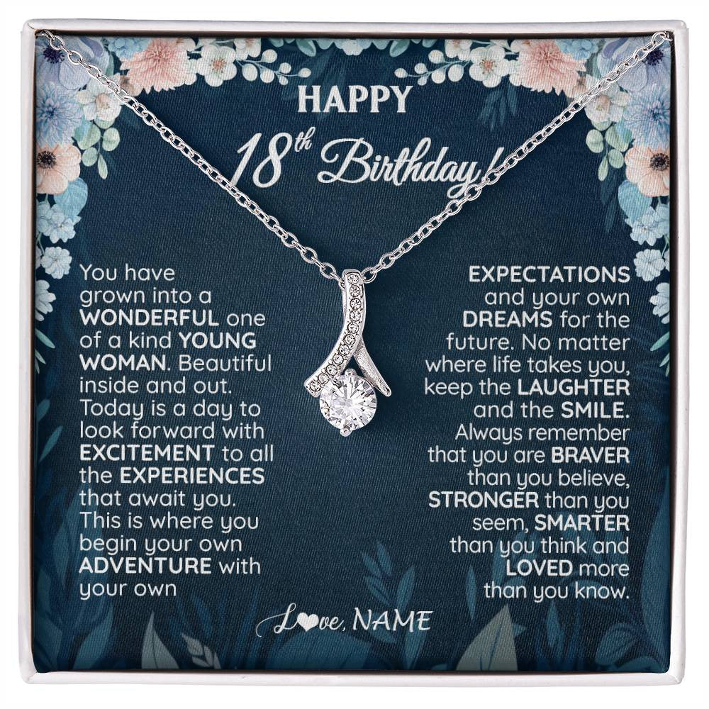 Personalized Happy 18th Birthday Gifts Necklace Sweet Fifteen 18th Year Old Women Birthday Gift Ideas For Her Daughter Niece Jewelry Gift Box Message Card
