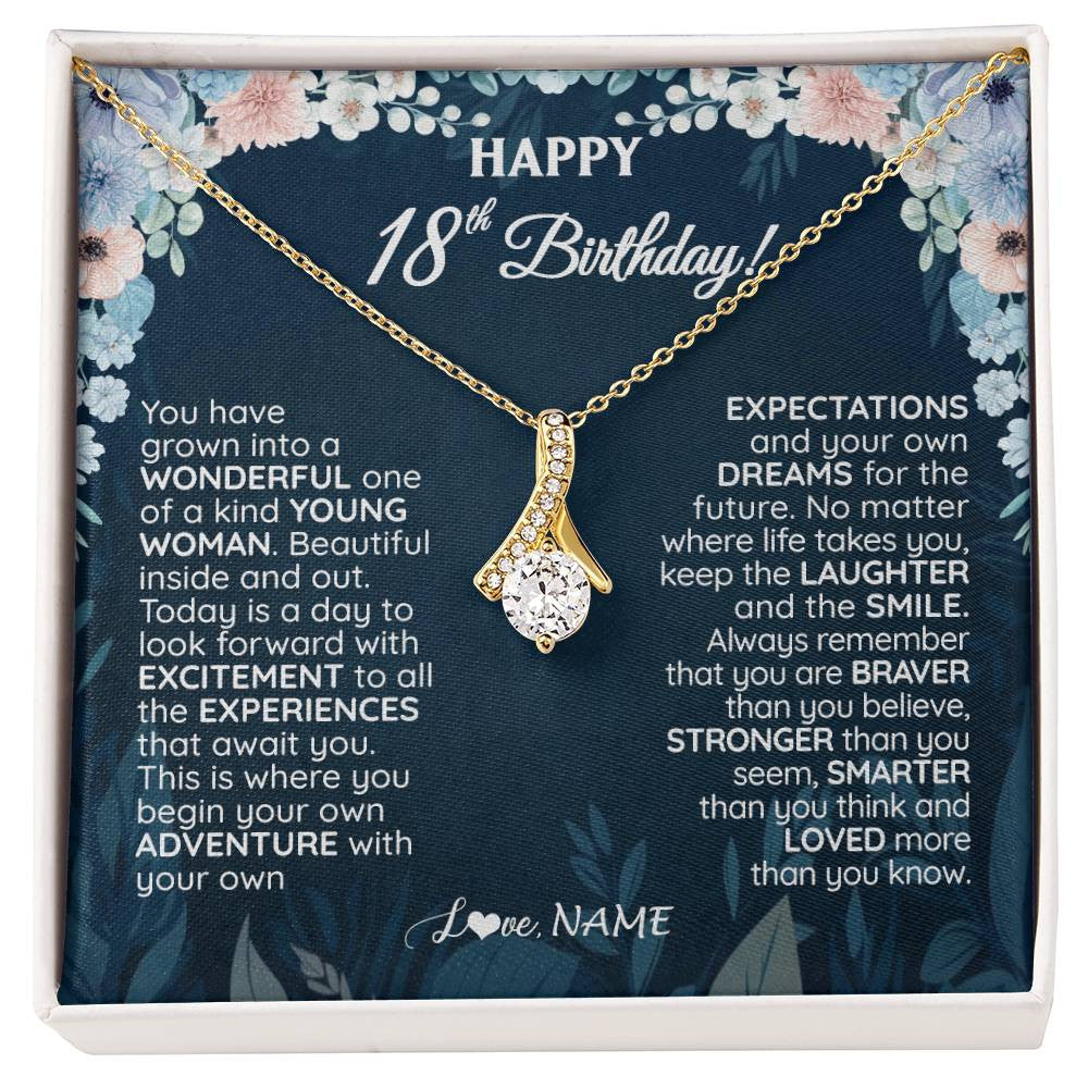 Personalized Happy 18th Birthday Gifts Necklace Sweet Fifteen 18th Year Old Women Birthday Gift Ideas For Her Daughter Niece Jewelry Gift Box Message Card