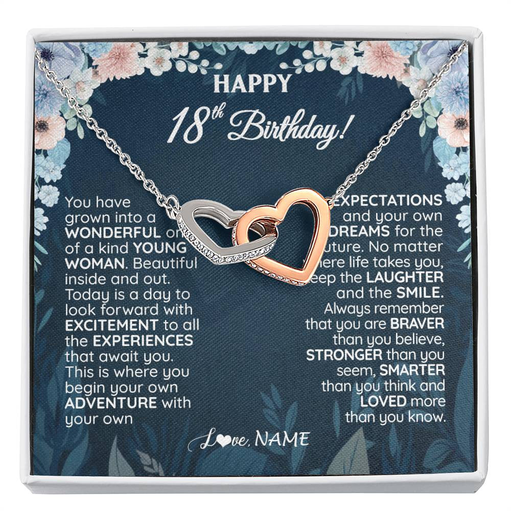 Personalized Happy 18th Birthday Gifts Necklace Sweet Fifteen 18th Year Old Women Birthday Gift Ideas For Her Daughter Niece Jewelry Gift Box Message Card