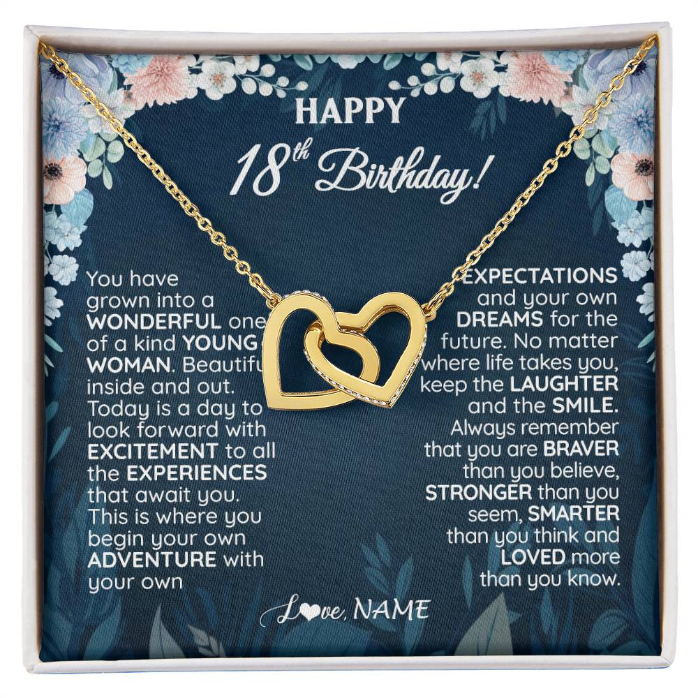 Personalized Happy 18th Birthday Gifts Necklace Sweet Fifteen 18th Year Old Women Birthday Gift Ideas For Her Daughter Niece Jewelry Gift Box Message Card
