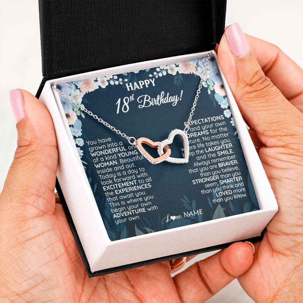 Personalized Happy 18th Birthday Gifts Necklace Sweet Fifteen 18th Year Old Women Birthday Gift Ideas For Her Daughter Niece Jewelry Gift Box Message Card