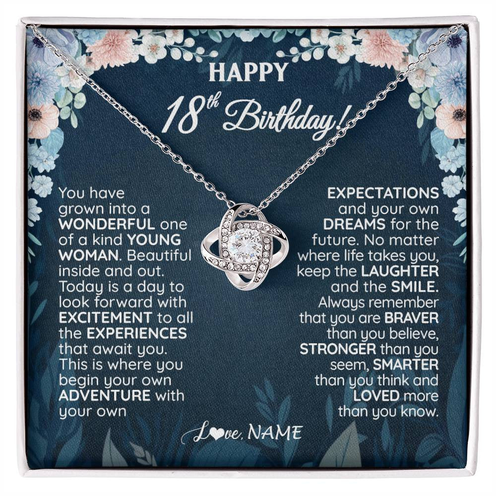 Personalized Happy 18th Birthday Gifts Necklace Sweet Fifteen 18th Year Old Women Birthday Gift Ideas For Her Daughter Niece Jewelry Gift Box Message Card