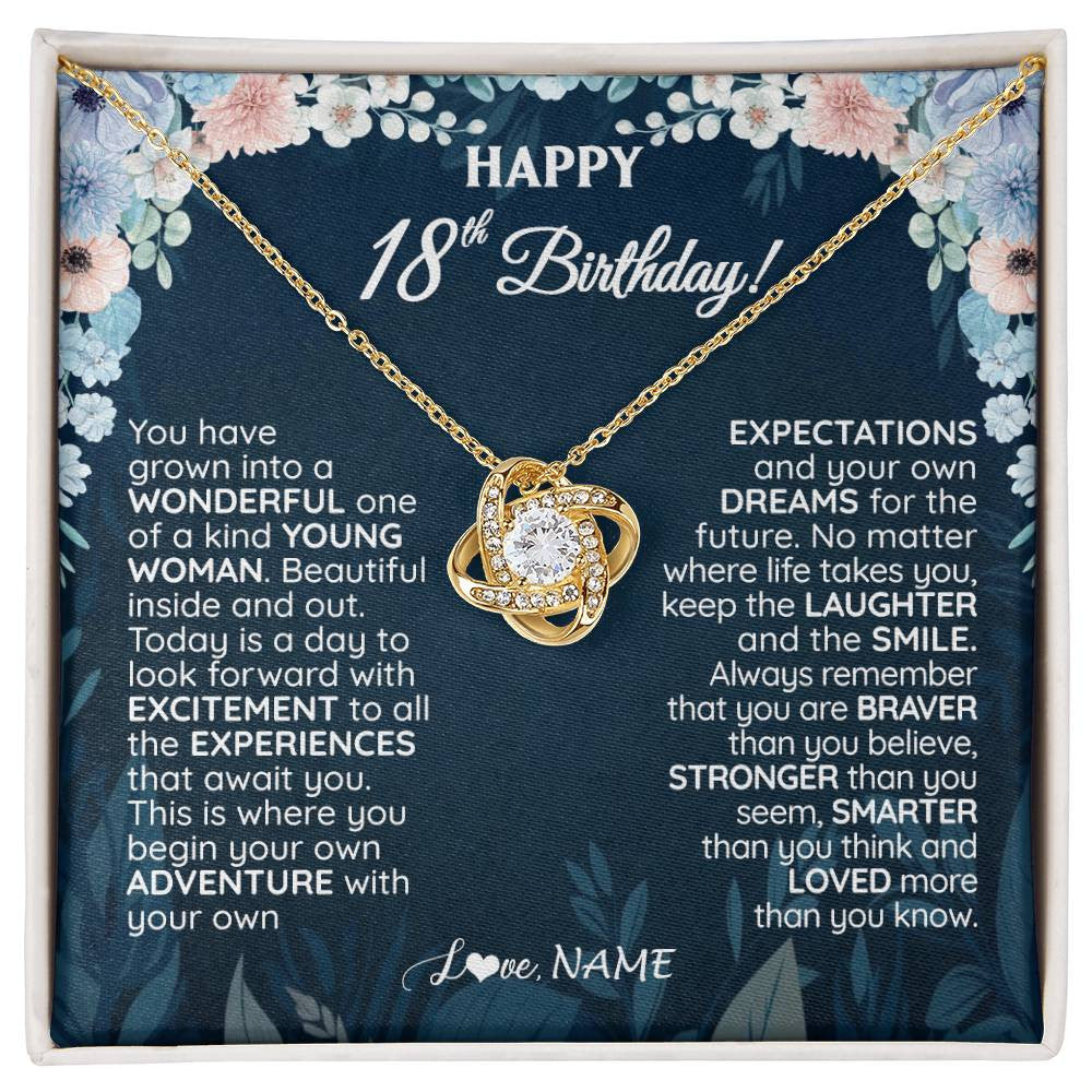 Personalized Happy 18th Birthday Gifts Necklace Sweet Fifteen 18th Year Old Women Birthday Gift Ideas For Her Daughter Niece Jewelry Gift Box Message Card
