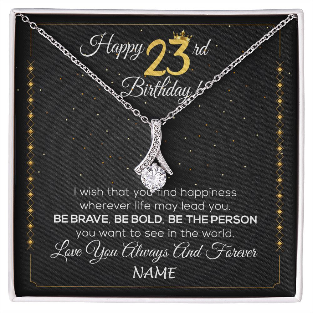 Personalized Happy 23rd Birthday Necklace For Her Women Daughter Niece Sister Goddaughter Granddaughter 23 Year Old Birthday Customized Gift Box Message Card