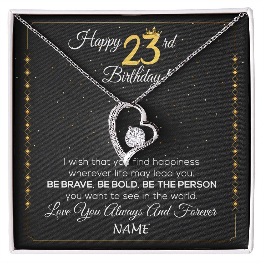 Personalized Happy 23rd Birthday Necklace For Her Women Daughter Niece Sister Goddaughter Granddaughter 23 Year Old Birthday Customized Gift Box Message Card