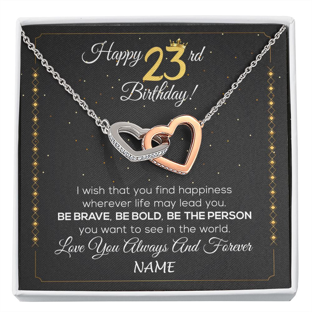 Personalized Happy 23rd Birthday Necklace For Her Women Daughter Niece Sister Goddaughter Granddaughter 23 Year Old Birthday Customized Gift Box Message Card