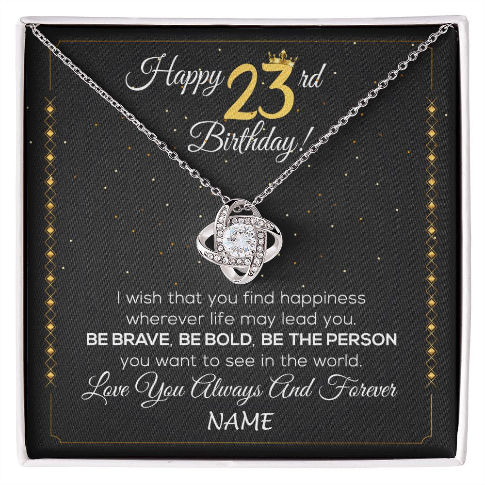 Personalized Happy 23rd Birthday Necklace For Her Women Daughter Niece Sister Goddaughter Granddaughter 23 Year Old Birthday Customized Gift Box Message Card