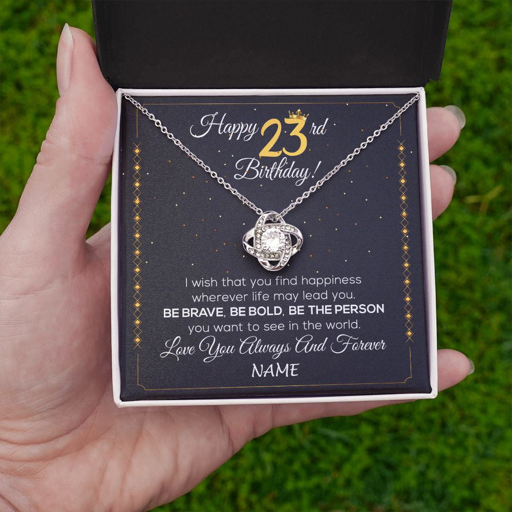 Personalized Happy 23rd Birthday Necklace For Her Women Daughter Niece Sister Goddaughter Granddaughter 23 Year Old Birthday Customized Gift Box Message Card