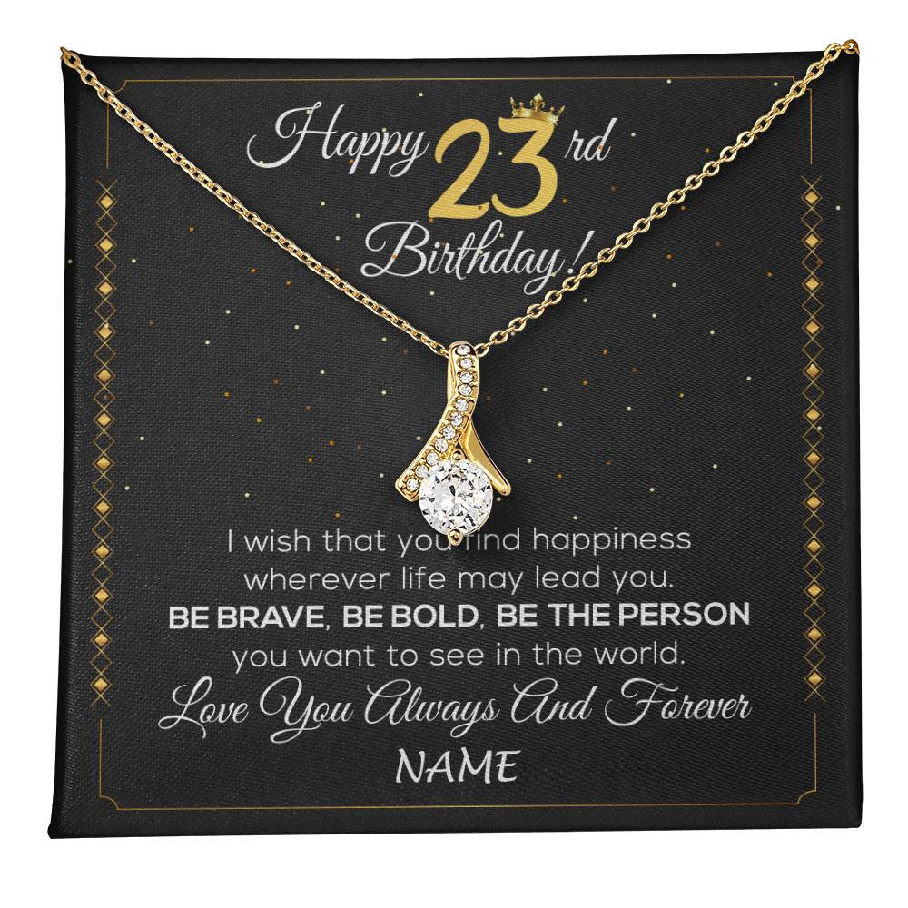 Personalized Happy 23rd Birthday Necklace For Her Women Daughter Niece Sister Goddaughter Granddaughter 23 Year Old Birthday Customized Gift Box Message Card
