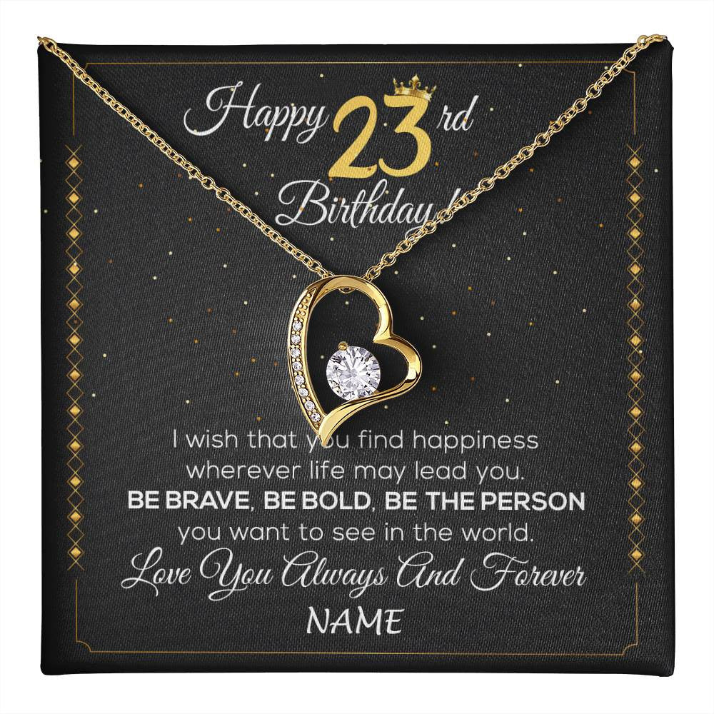 Personalized Happy 23rd Birthday Necklace For Her Women Daughter Niece Sister Goddaughter Granddaughter 23 Year Old Birthday Customized Gift Box Message Card