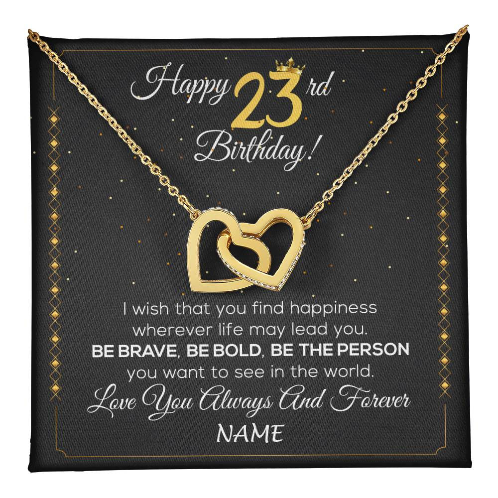 Personalized Happy 23rd Birthday Necklace For Her Women Daughter Niece Sister Goddaughter Granddaughter 23 Year Old Birthday Customized Gift Box Message Card