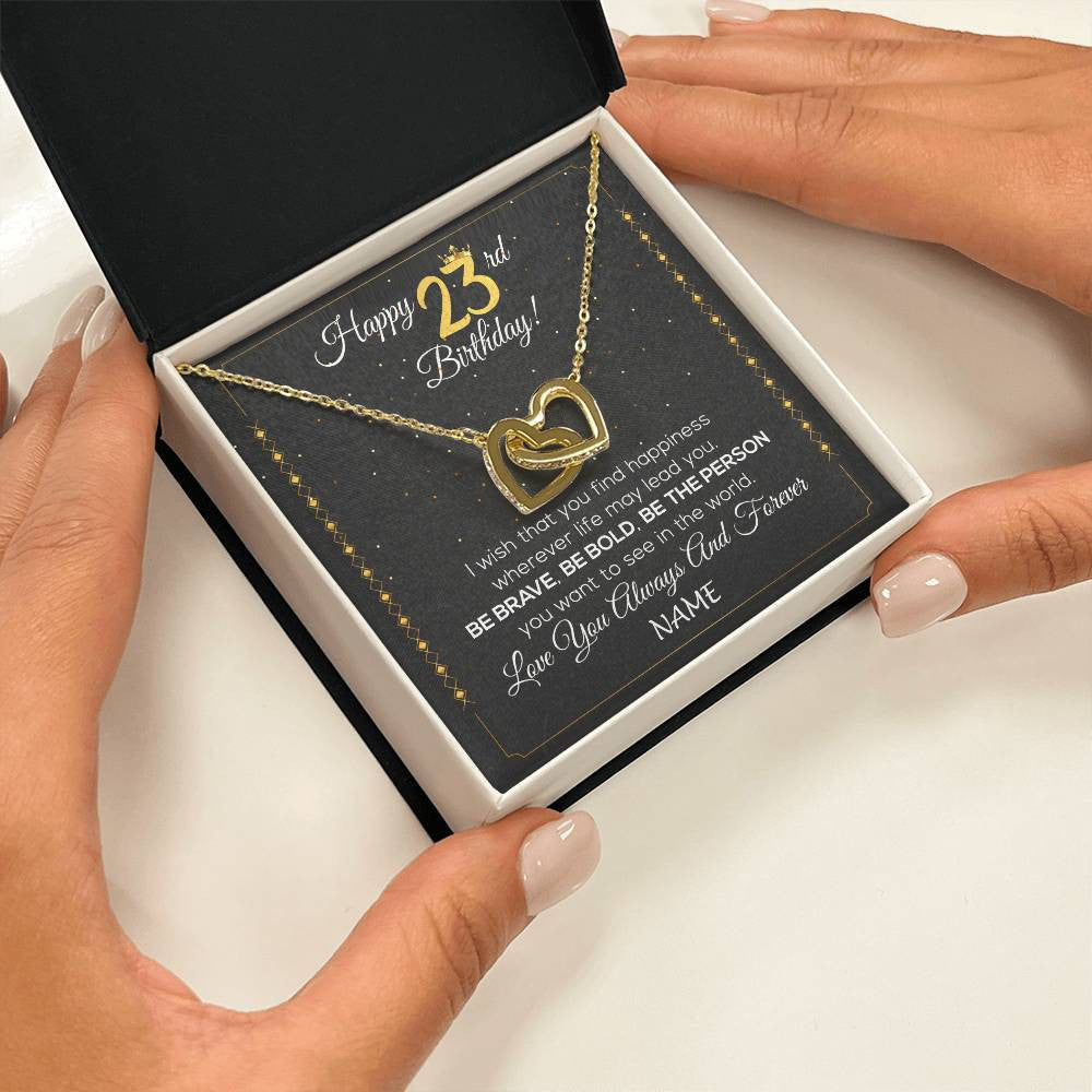 Personalized Happy 23rd Birthday Necklace For Her Women Daughter Niece Sister Goddaughter Granddaughter 23 Year Old Birthday Customized Gift Box Message Card