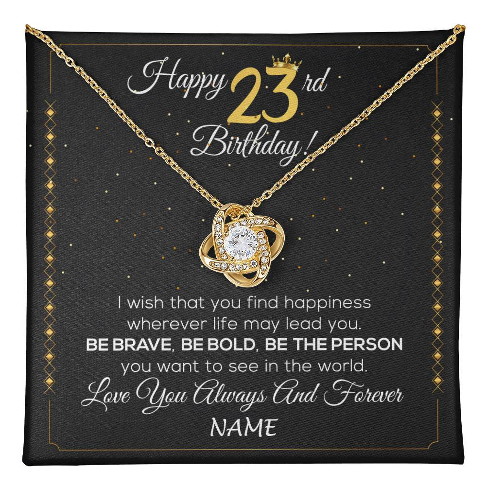 Personalized Happy 23rd Birthday Necklace For Her Women Daughter Niece Sister Goddaughter Granddaughter 23 Year Old Birthday Customized Gift Box Message Card