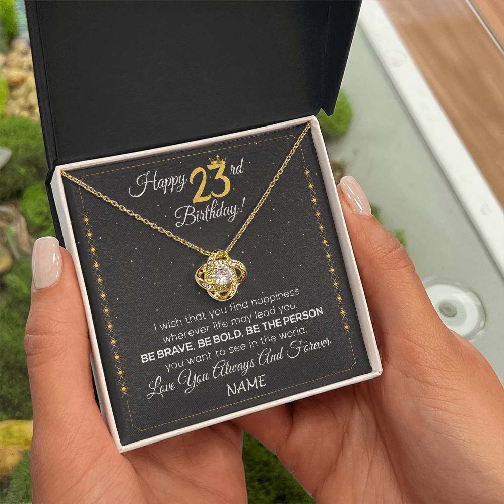 Personalized Happy 23rd Birthday Necklace For Her Women Daughter Niece Sister Goddaughter Granddaughter 23 Year Old Birthday Customized Gift Box Message Card