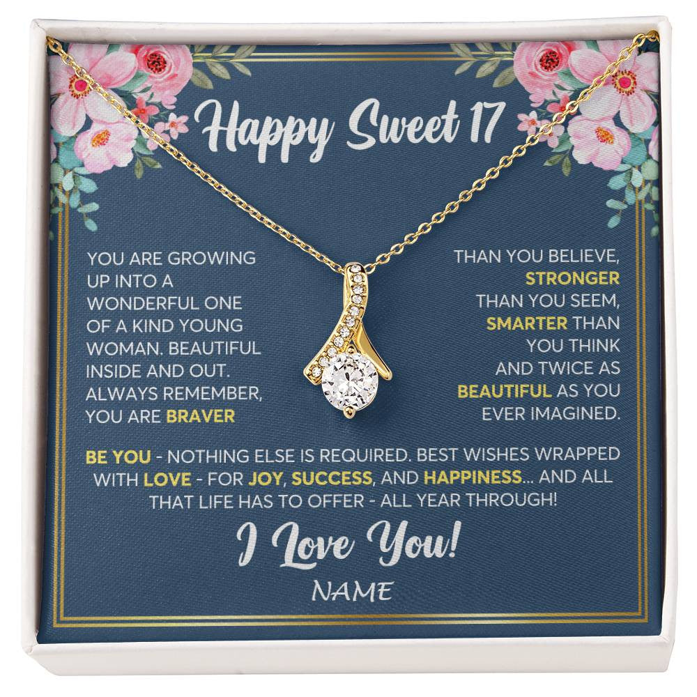 Personalized Happy Sweet 17 For Women Necklace Sweet Seventeen 17th Birthday Gifts For 17 Seventeen Old For Niece Daughter Customized Gift Box Message Card