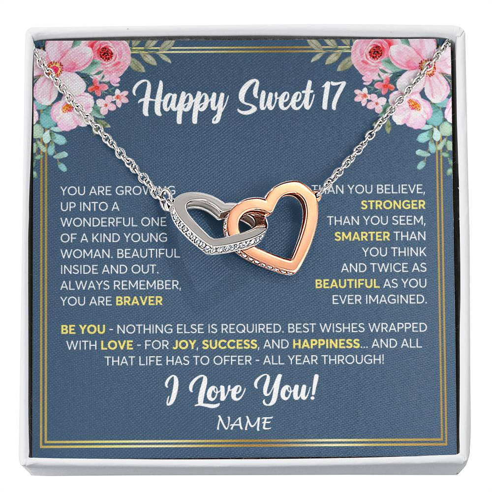 Personalized Happy Sweet 17 For Women Necklace Sweet Seventeen 17th Birthday Gifts For 17 Seventeen Old For Niece Daughter Customized Gift Box Message Card