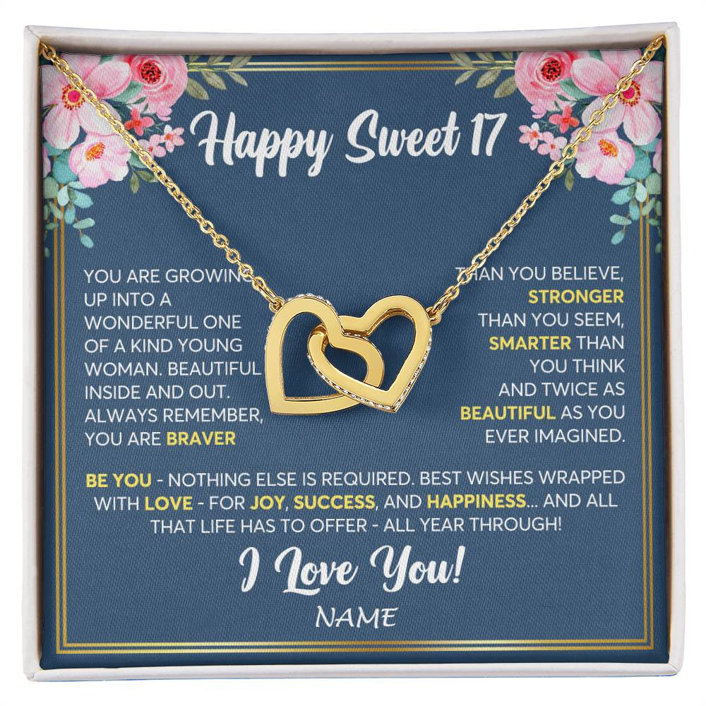 Personalized Happy Sweet 17 For Women Necklace Sweet Seventeen 17th Birthday Gifts For 17 Seventeen Old For Niece Daughter Customized Gift Box Message Card