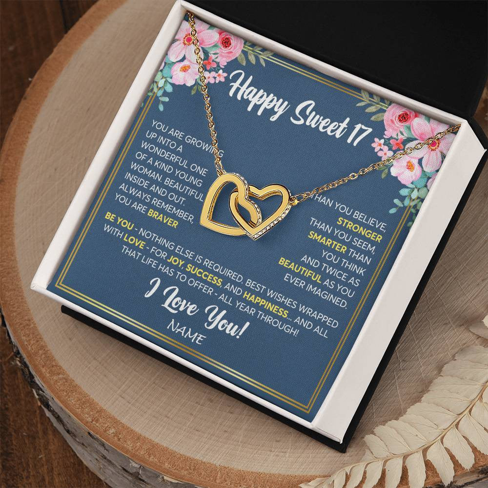 Personalized Happy Sweet 17 For Women Necklace Sweet Seventeen 17th Birthday Gifts For 17 Seventeen Old For Niece Daughter Customized Gift Box Message Card