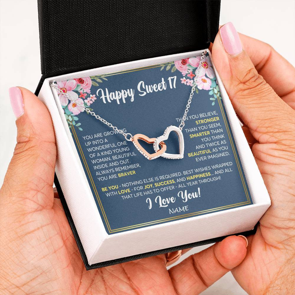 Personalized Happy Sweet 17 For Women Necklace Sweet Seventeen 17th Birthday Gifts For 17 Seventeen Old For Niece Daughter Customized Gift Box Message Card