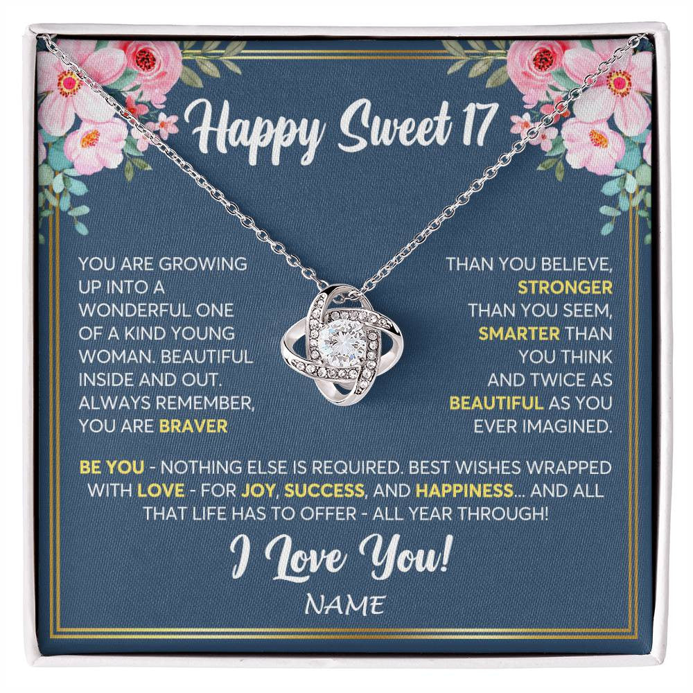 Personalized Happy Sweet 17 For Women Necklace Sweet Seventeen 17th Birthday Gifts For 17 Seventeen Old For Niece Daughter Customized Gift Box Message Card