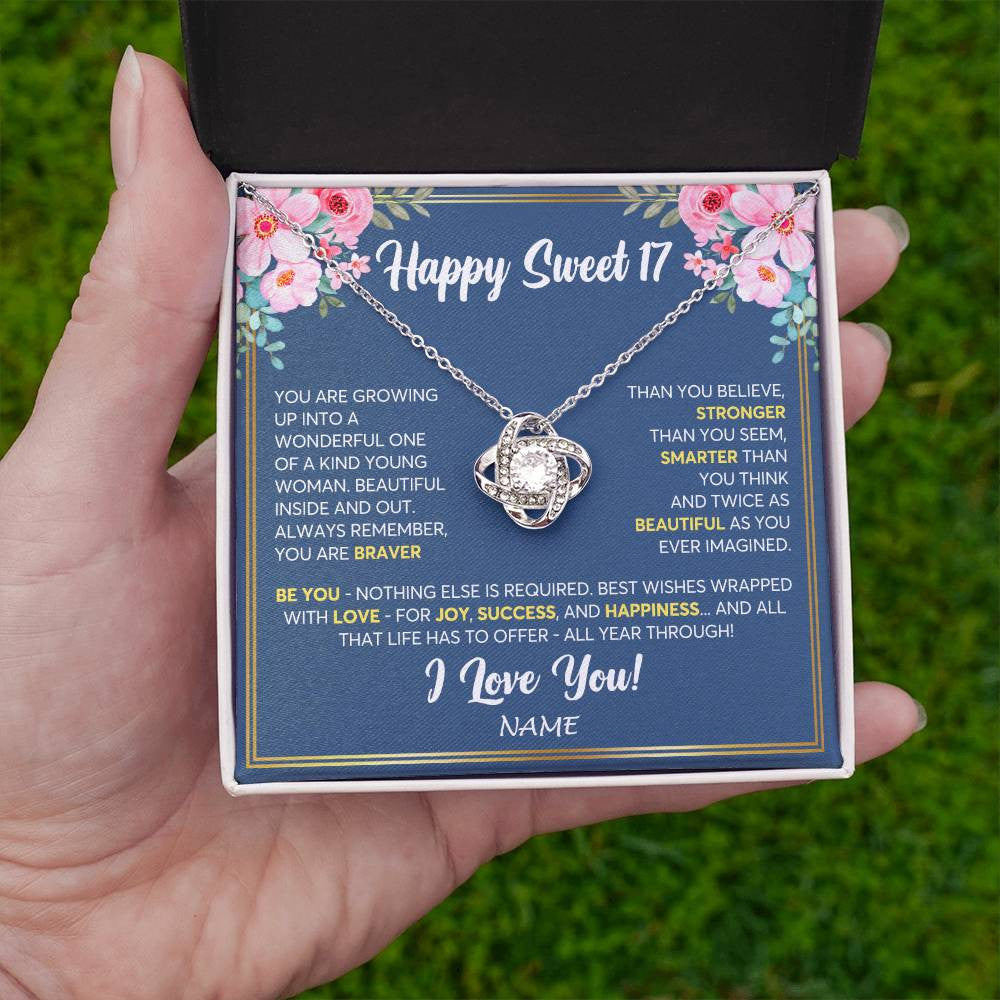 Personalized Happy Sweet 17 For Women Necklace Sweet Seventeen 17th Birthday Gifts For 17 Seventeen Old For Niece Daughter Customized Gift Box Message Card