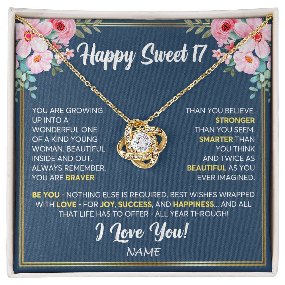 Personalized Happy Sweet 17 For Women Necklace Sweet Seventeen 17th Birthday Gifts For 17 Seventeen Old For Niece Daughter Customized Gift Box Message Card
