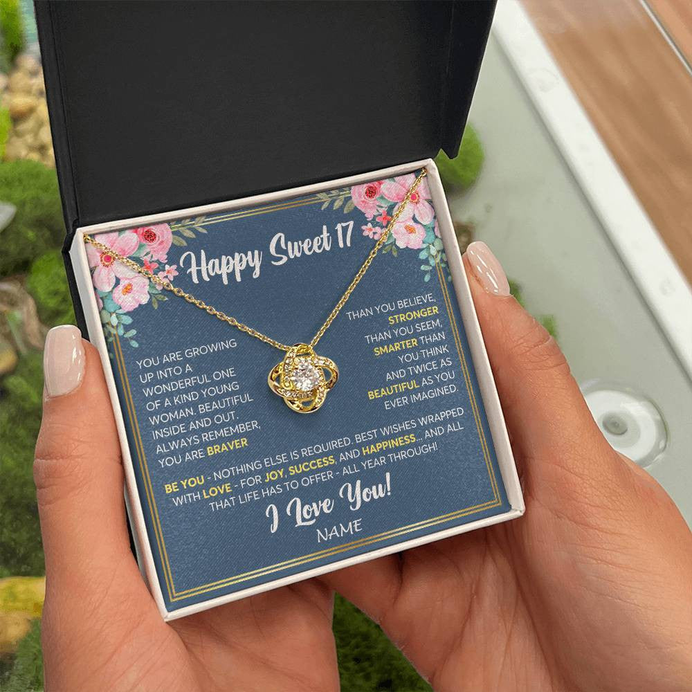Personalized Happy Sweet 17 For Women Necklace Sweet Seventeen 17th Birthday Gifts For 17 Seventeen Old For Niece Daughter Customized Gift Box Message Card