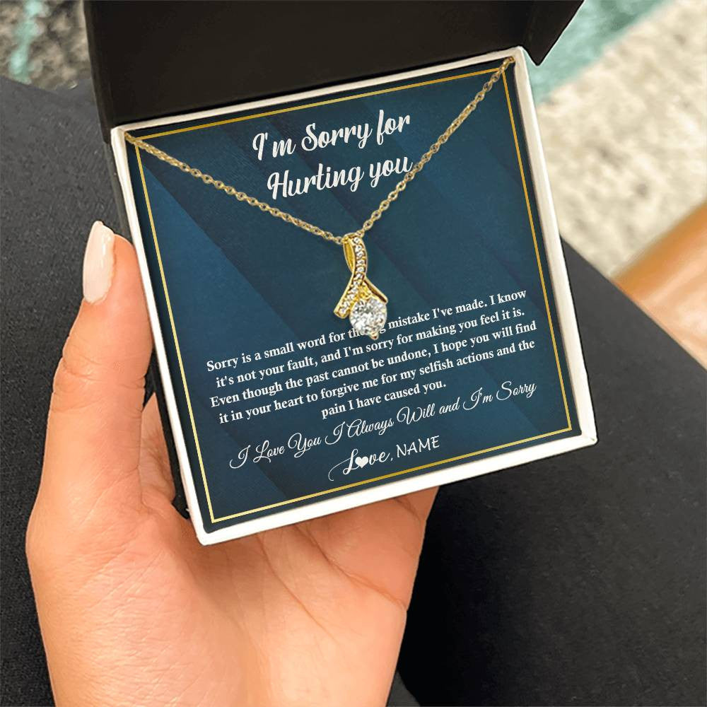 Personalized I'M Sorry Apology Necklace For Wife Girlfriend Forgive Me Sorry Gift Friend Partner Apology Pendant Jewelry Customized Gift Box Message Card
